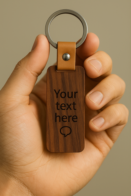 Wood Rectangle Keyring